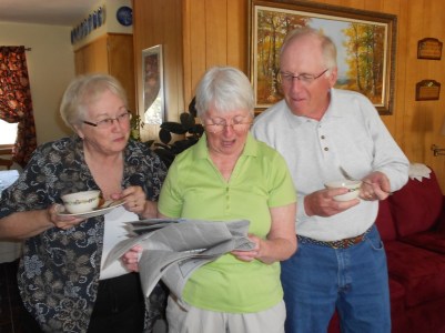 Parents reading paper