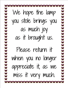 stolen lamp