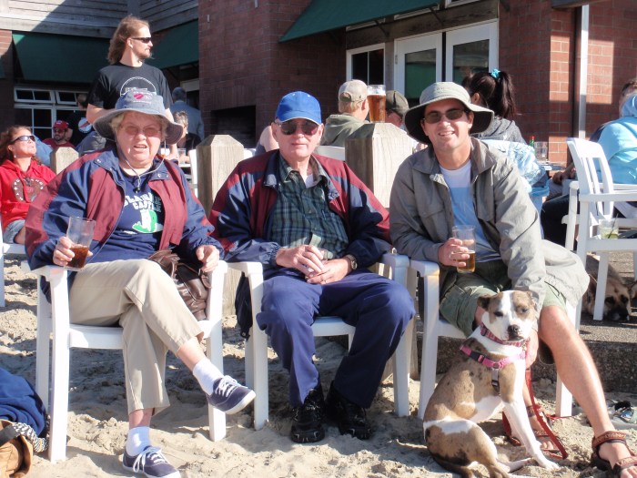 People on patio at brewpub