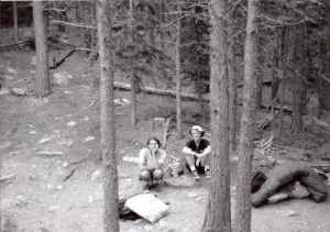 man and woman in forest