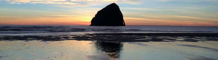 Photo of Haystack Rock at Cape Kiwanda at sunset